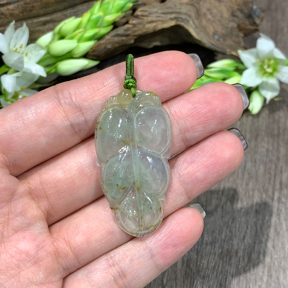 縮圖：A玉 - 冰種灑金樹葉 (Y-6438)
