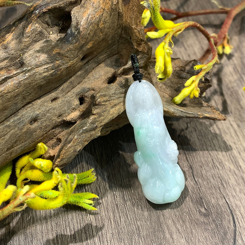 縮圖：A玉 - 冰糯種飄綠花觀音 (P-6228)