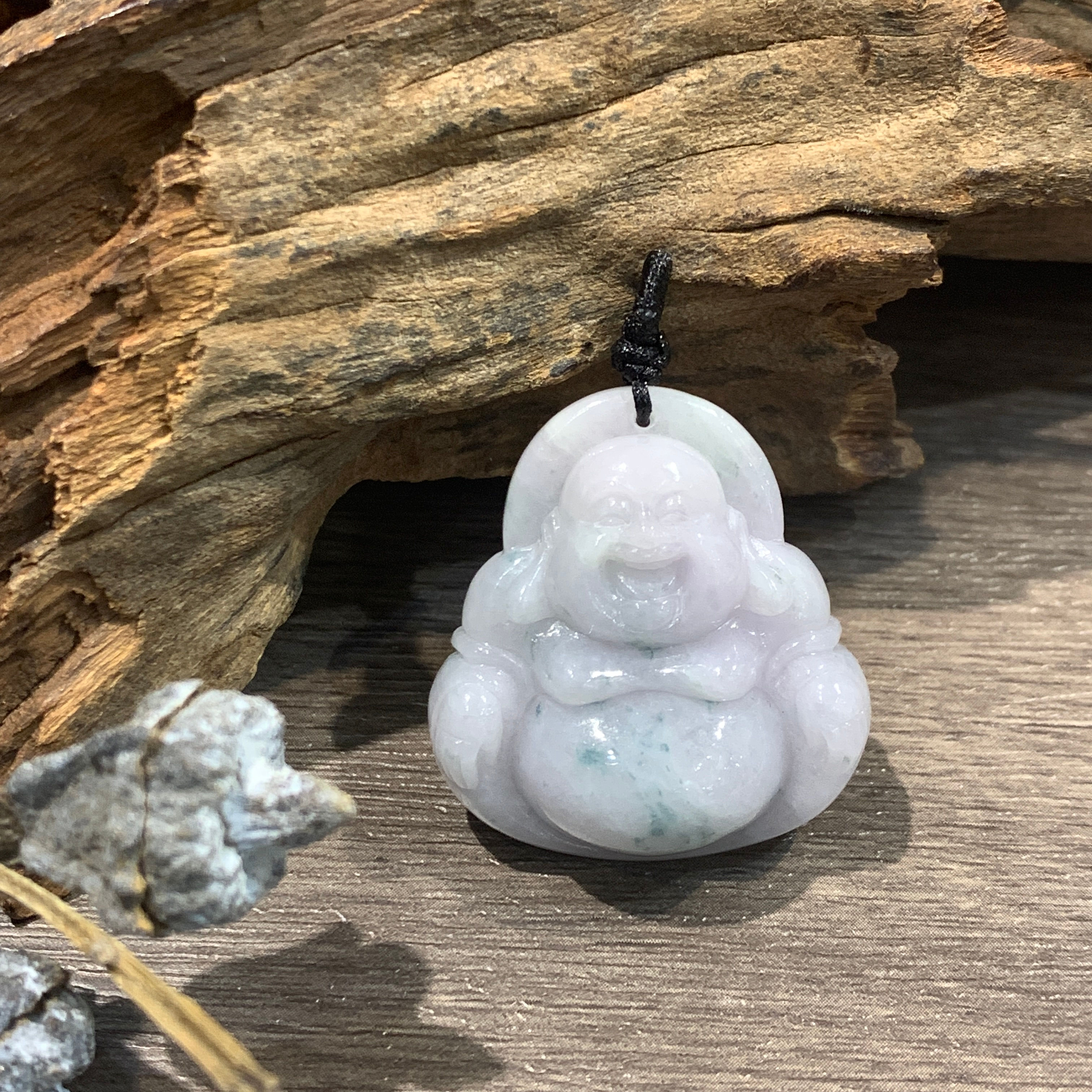 A玉 - 冰糯種紫底飄藍花笑佛 (P-13006)