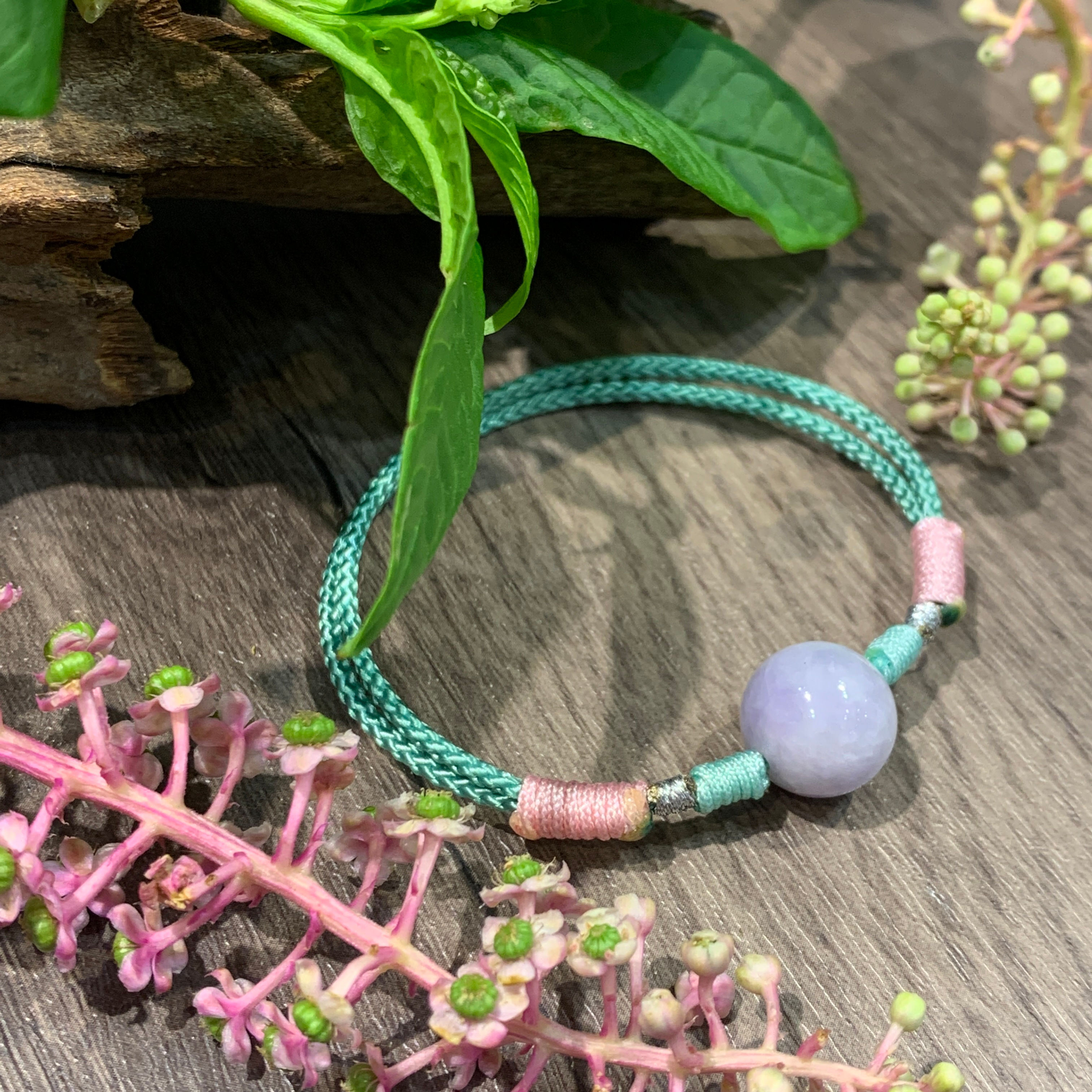 A玉 - 冰紫羅蘭玉珠手繩 (HR-14978) [可以自行調整尺寸]