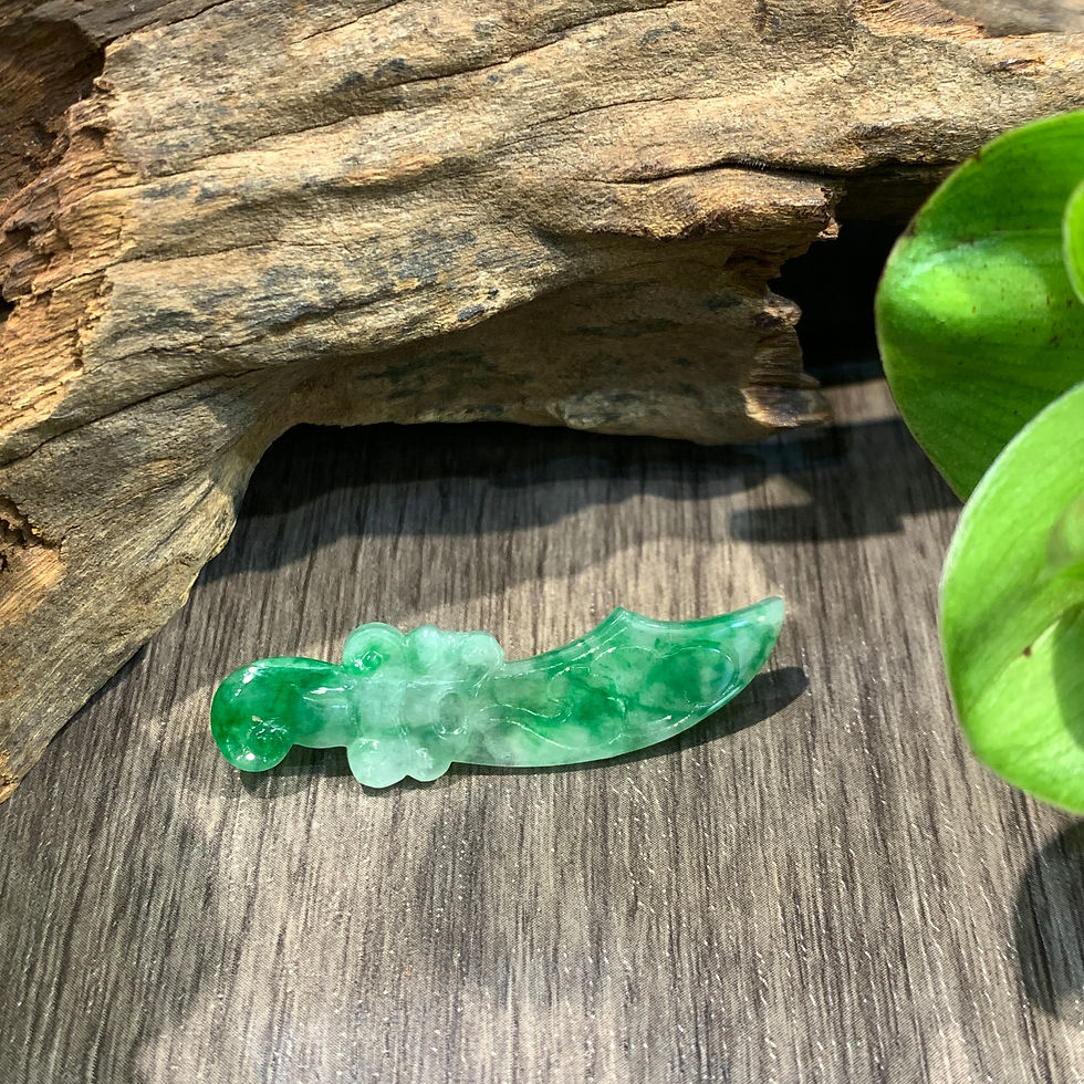 縮圖：A玉 - 冰種飄綠花寶刀 (O-11365)