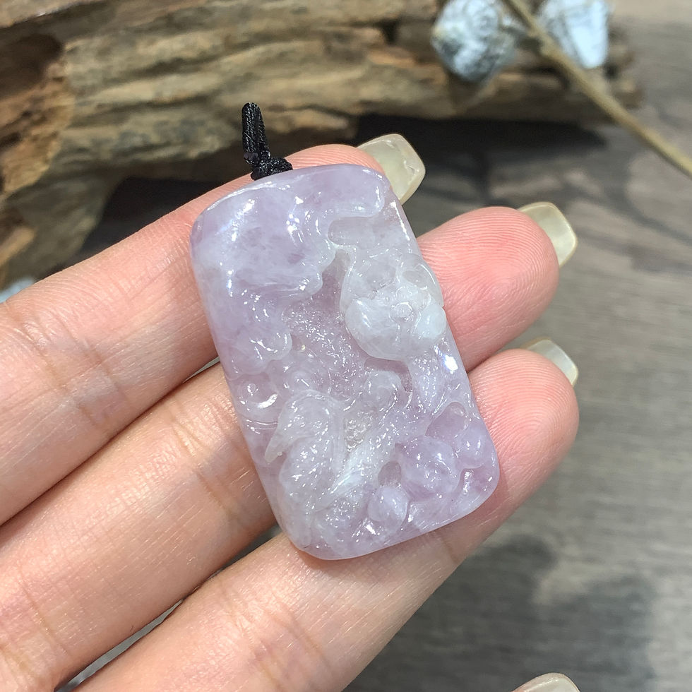 縮圖：A玉 - 冰紫羅蘭雀鳥荷葉蓮花 (AN-12864)