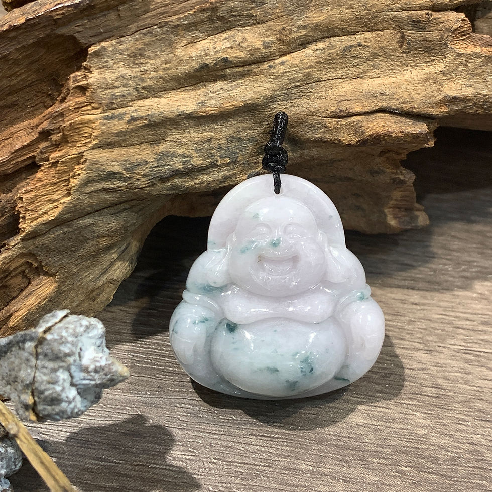 縮圖：A玉 - 冰糯種紫底飄藍花笑佛 (P-12998)