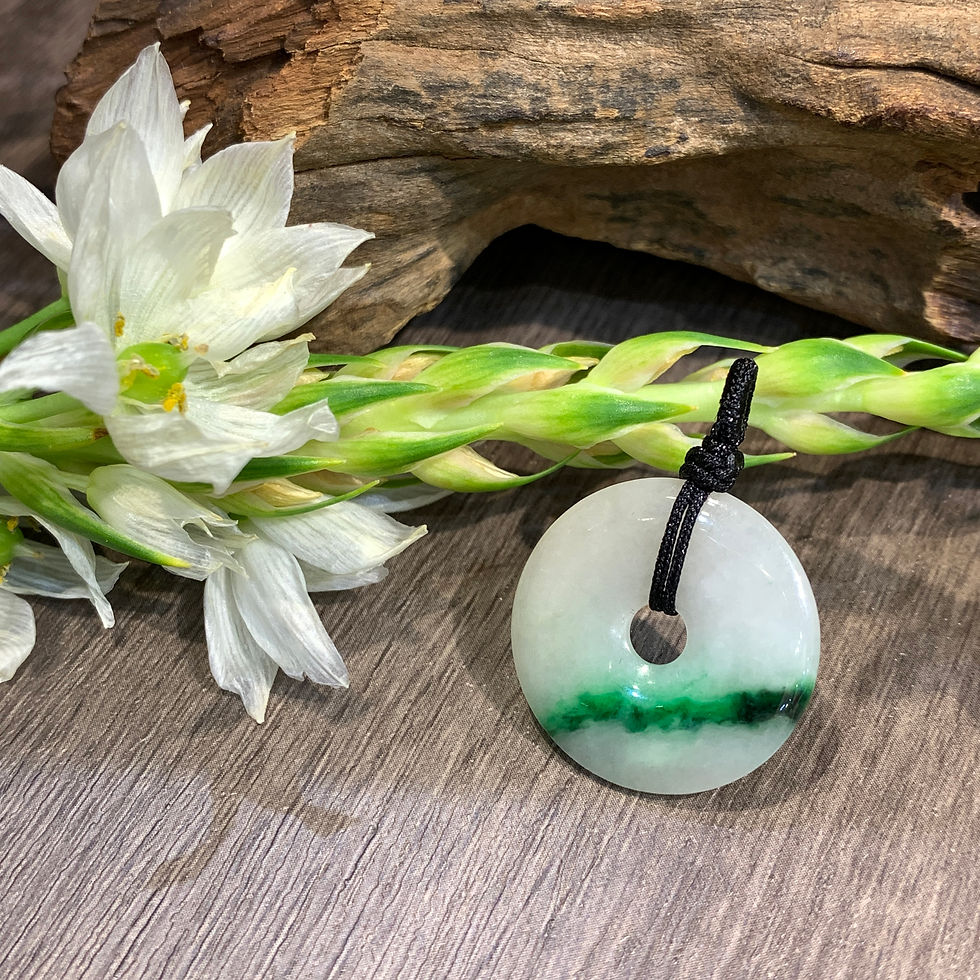 縮圖：A玉 - 冰糯種飄綠花平安扣 (R-7478)