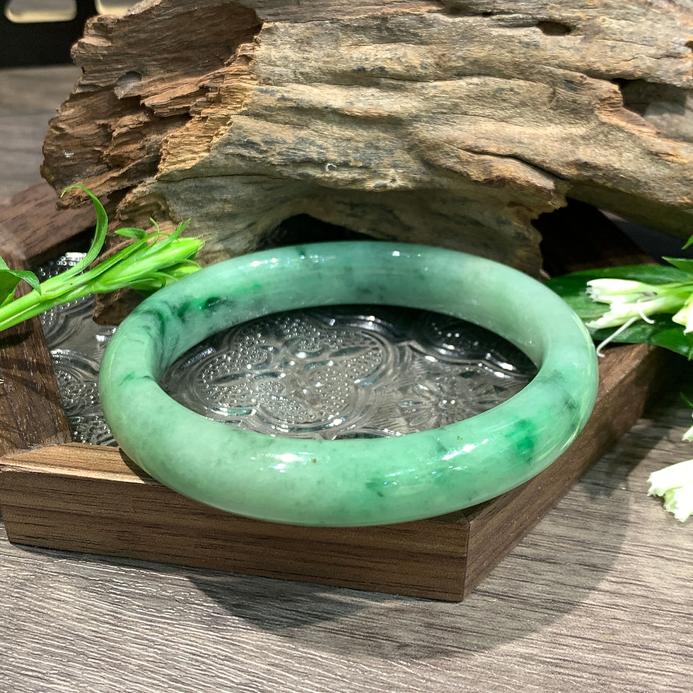 縮圖：A玉 - 冰福祿飄花玉鐲(正圈) [奉送香港翡翠鑑証書: SC 171198]