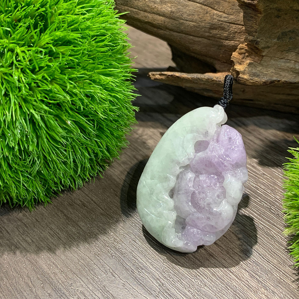 縮圖：A玉 - 冰種紫羅蘭荷葉蓮花蟾蜍 (AN-8655)
