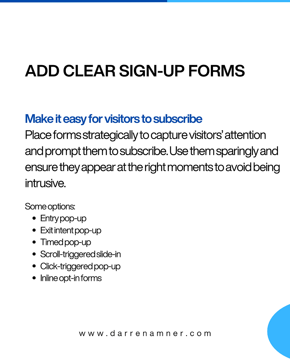 add clear sign up forms