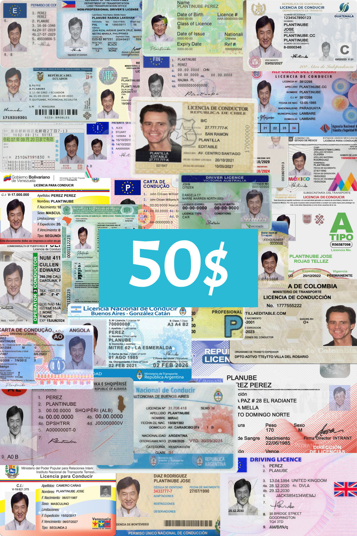 PACK de LICENCIAS DE CONDUCIR editables en Photoshop