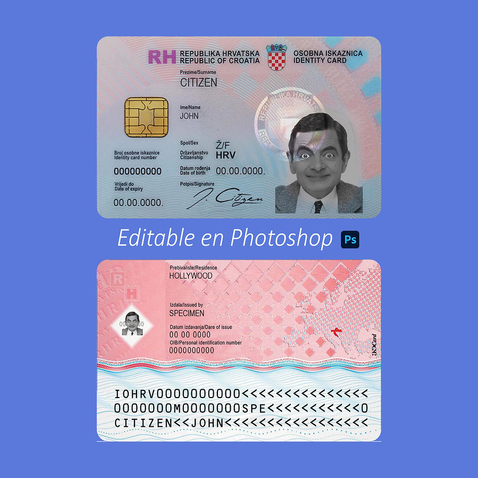 Miniatura: plantilla IDENTIFICACIÓN DE CROACIA editable en photoshop PSD