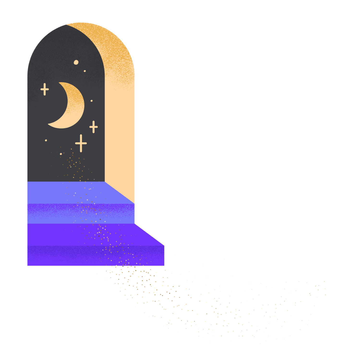 Magic door with moon and stars