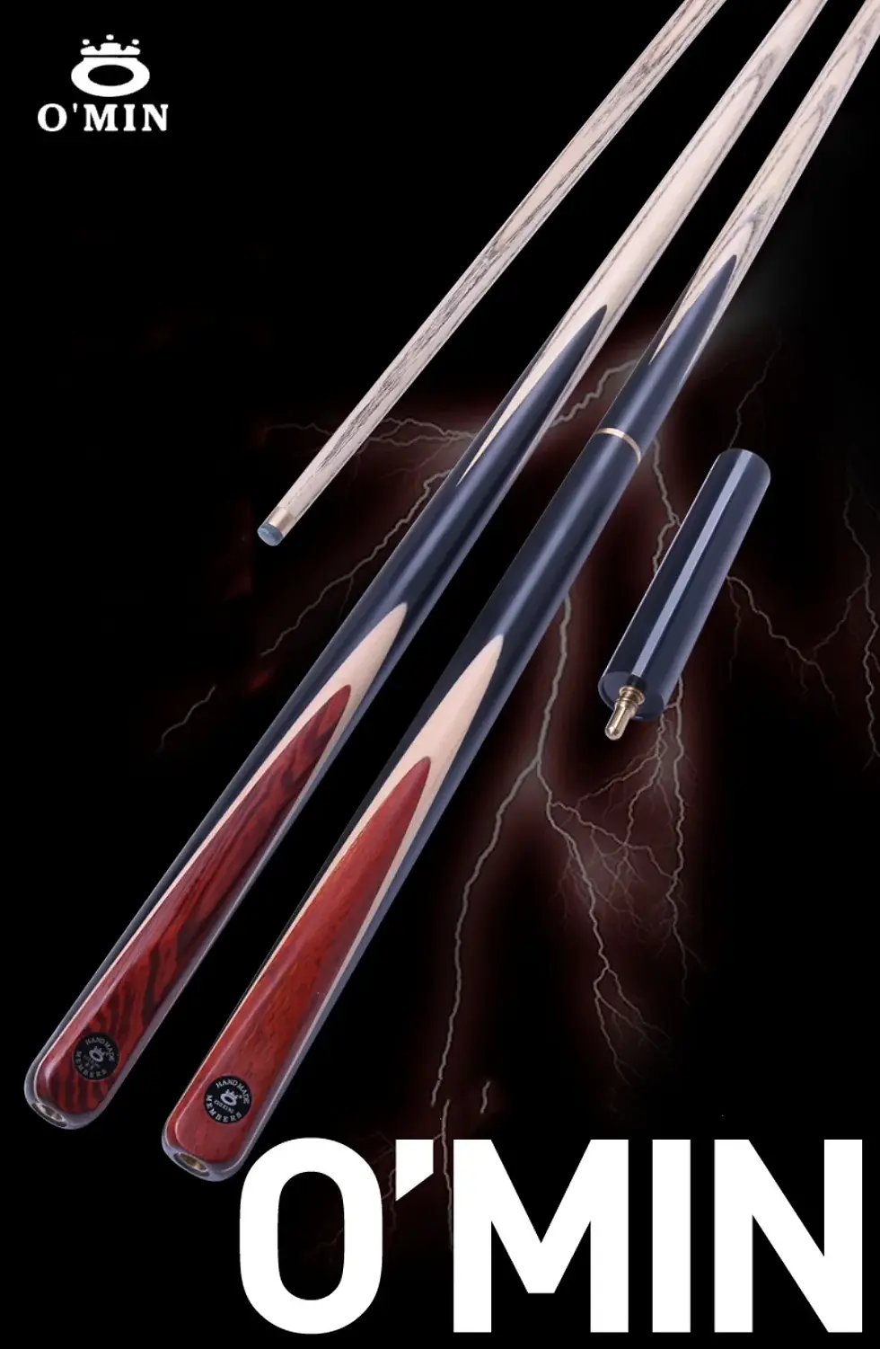 Thumbnail: OMIN Flash Lightning Snooker Cue – 57" Professional Ash Wood Cue