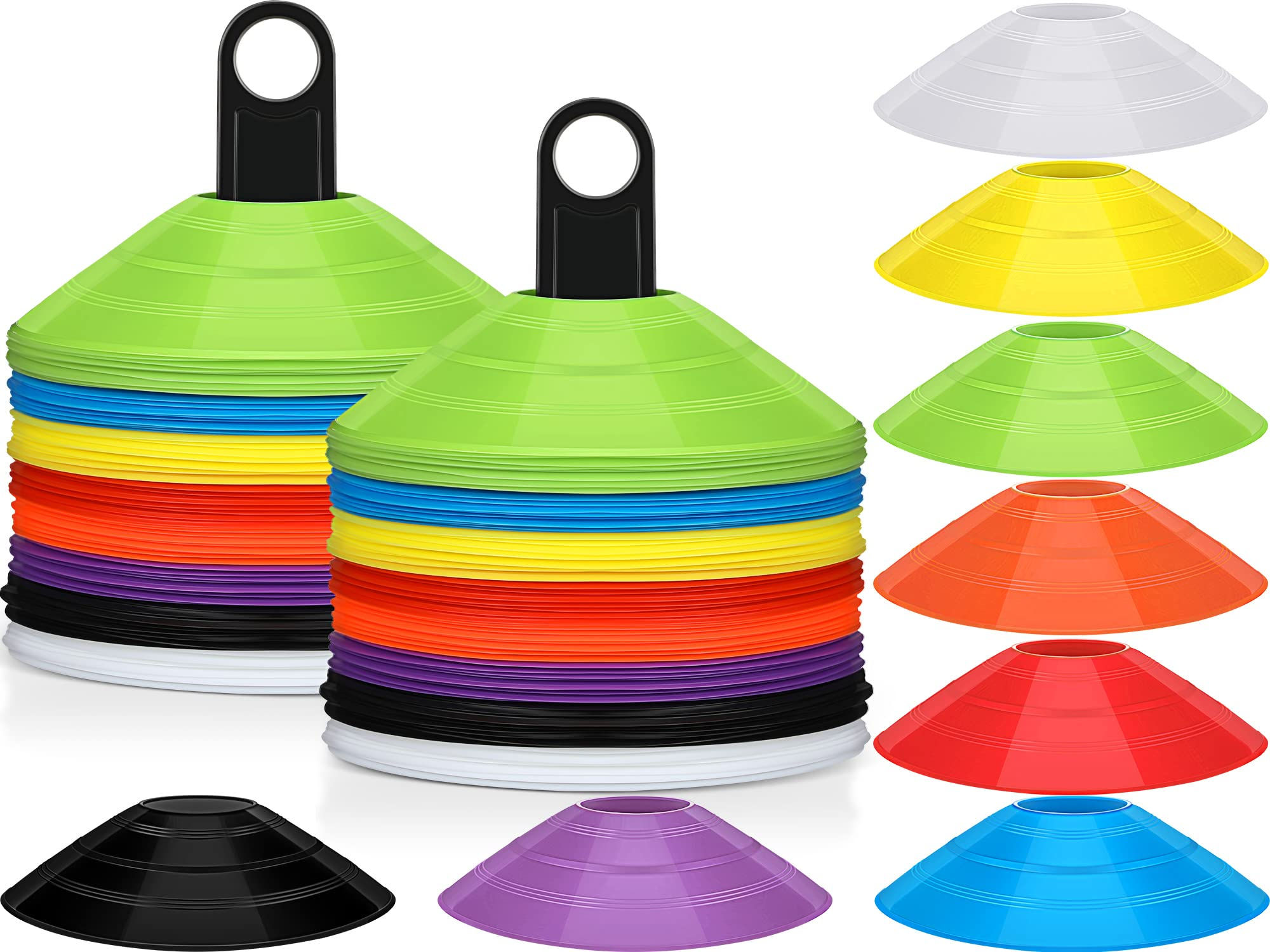 80-Piece Multicolor Soccer Drill Cones with Holders