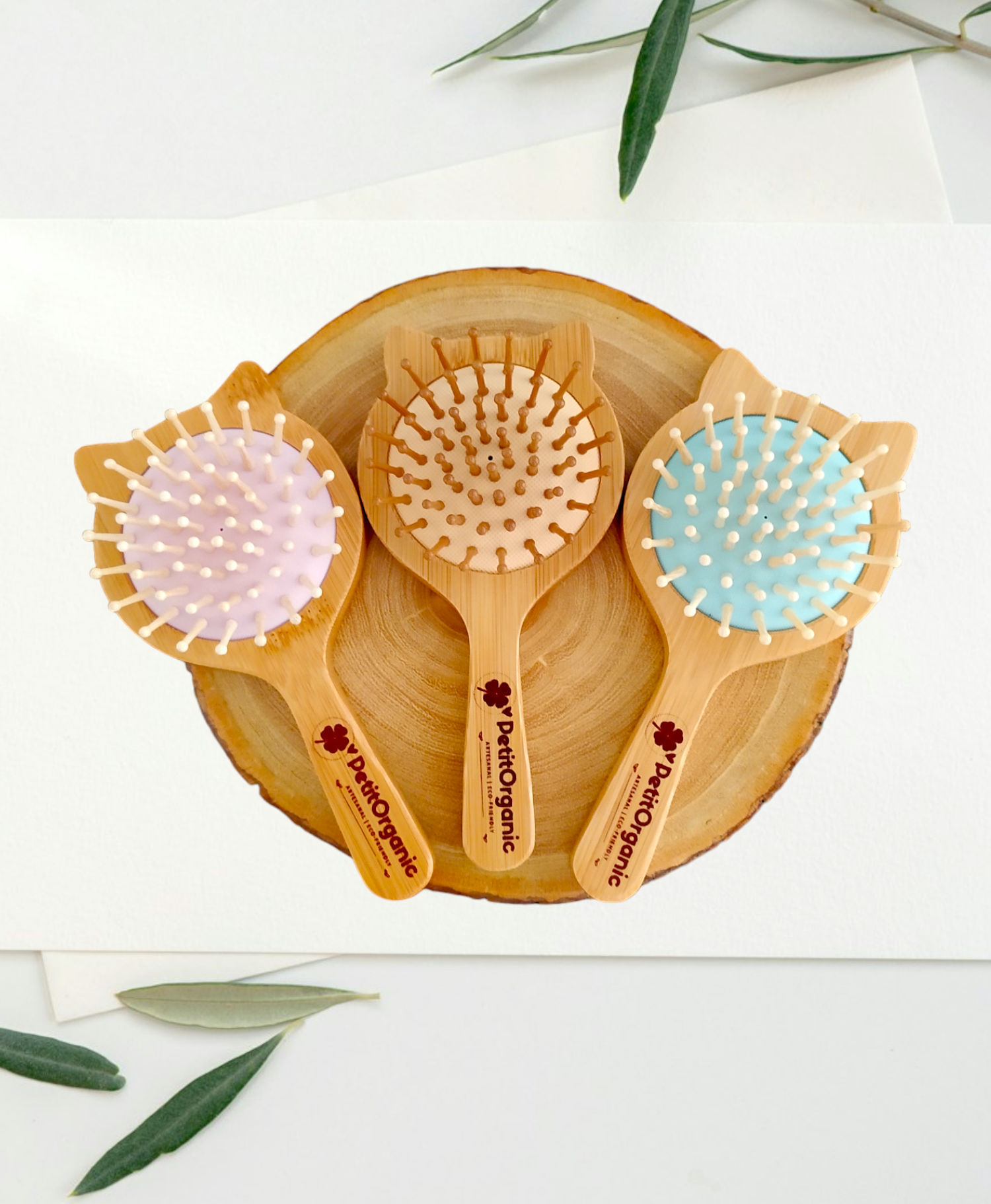 Mini cepillo gatito de bambú