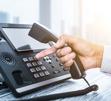 Communication support, call center and customer service help desk. Using a telephone keypa