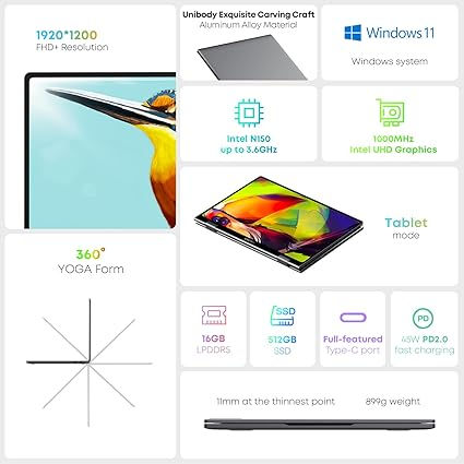 Thumbnail: CHUWI MiniBook X 2-in-1 Laptop 10.51", 16GB LPDDR5 512GB SSD, Intel N150