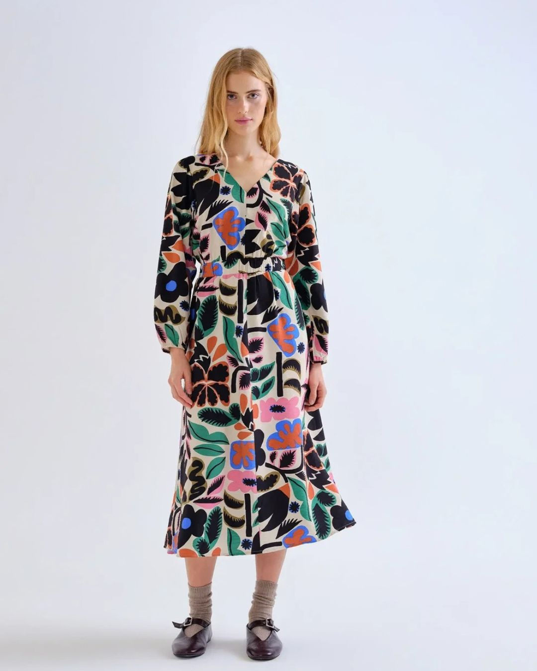 Fall Abstract Midi Dress