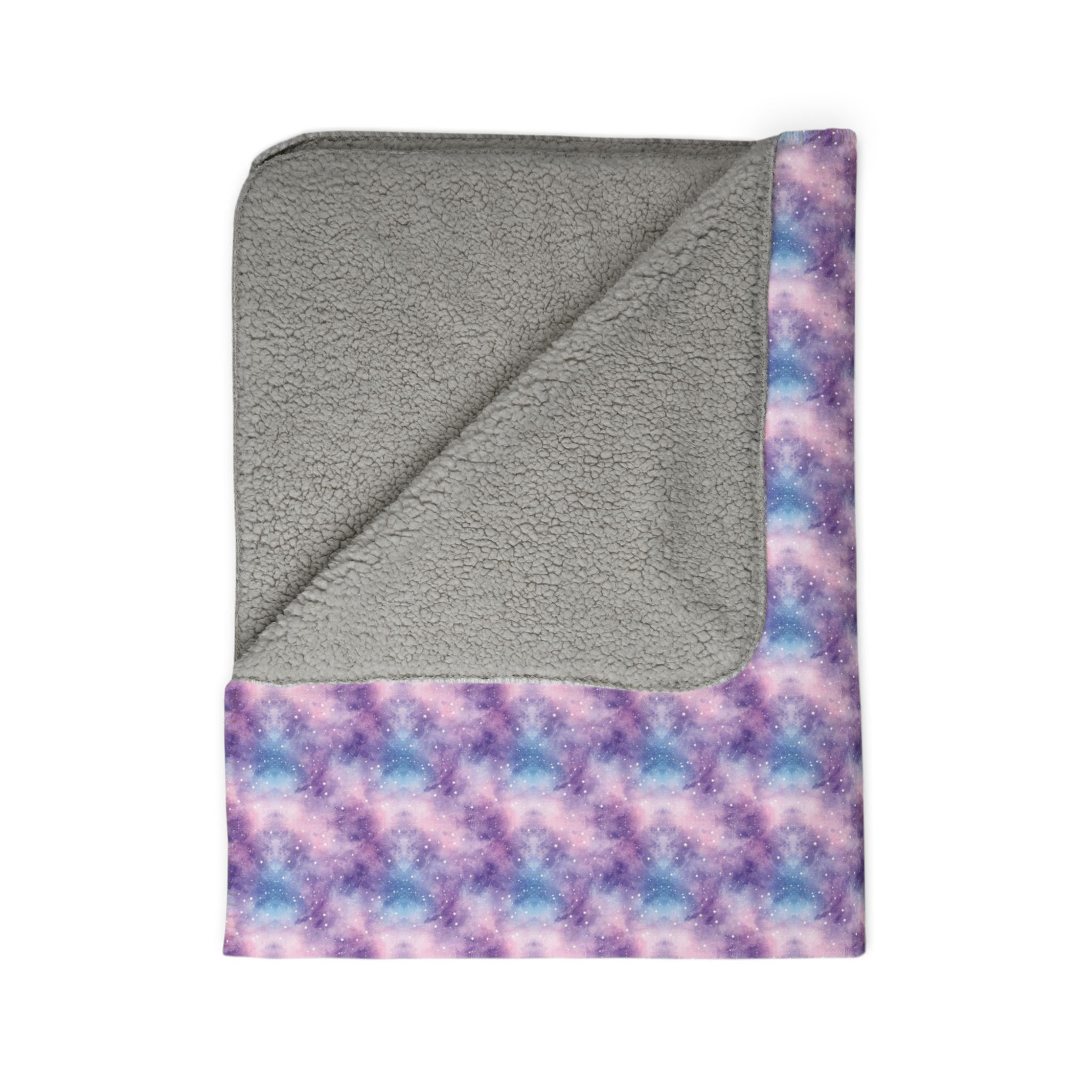 Purple Blue Houndstooth Fleece Sherpa Blanket | Cozy Plaid Pattern