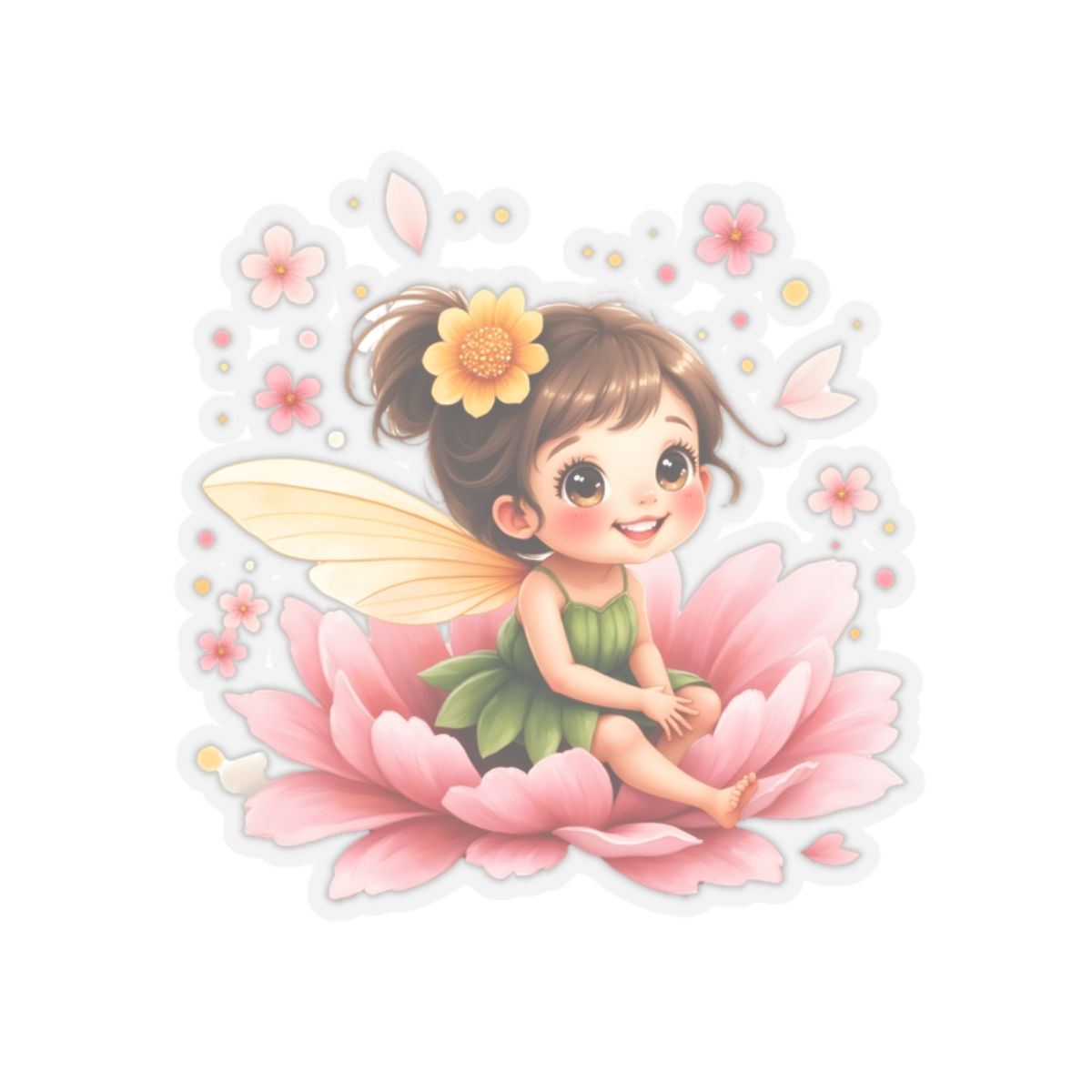 Cute Flower Fairy Kiss-Cut Sticker | Floral Fairy Laptop Decal
