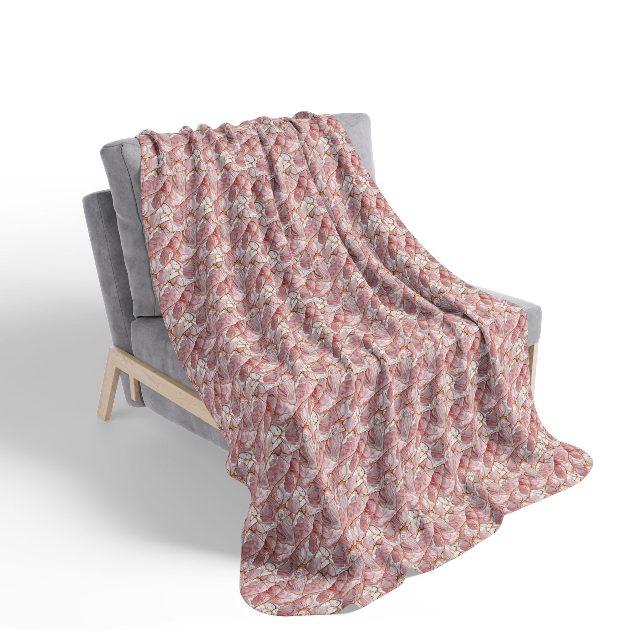 Pink Floral Knit Pattern Fleece Blanket | Cozy Rose Textured Throw