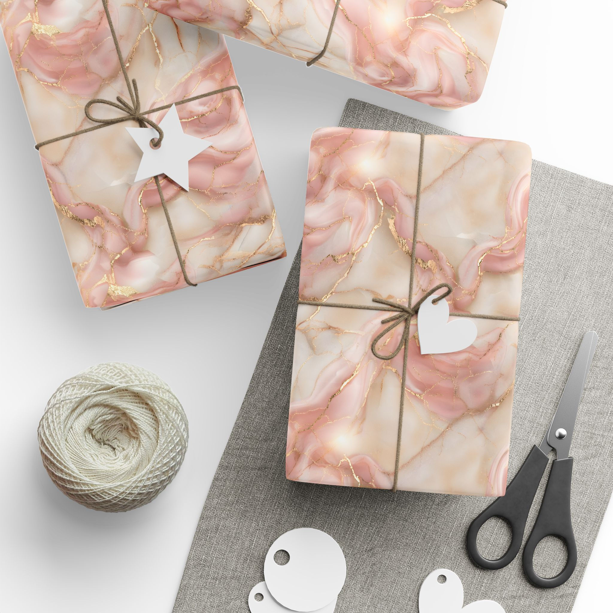 Marble Rose Gold Wrapping Paper — Pink & Gold Swirl Gift Wrap