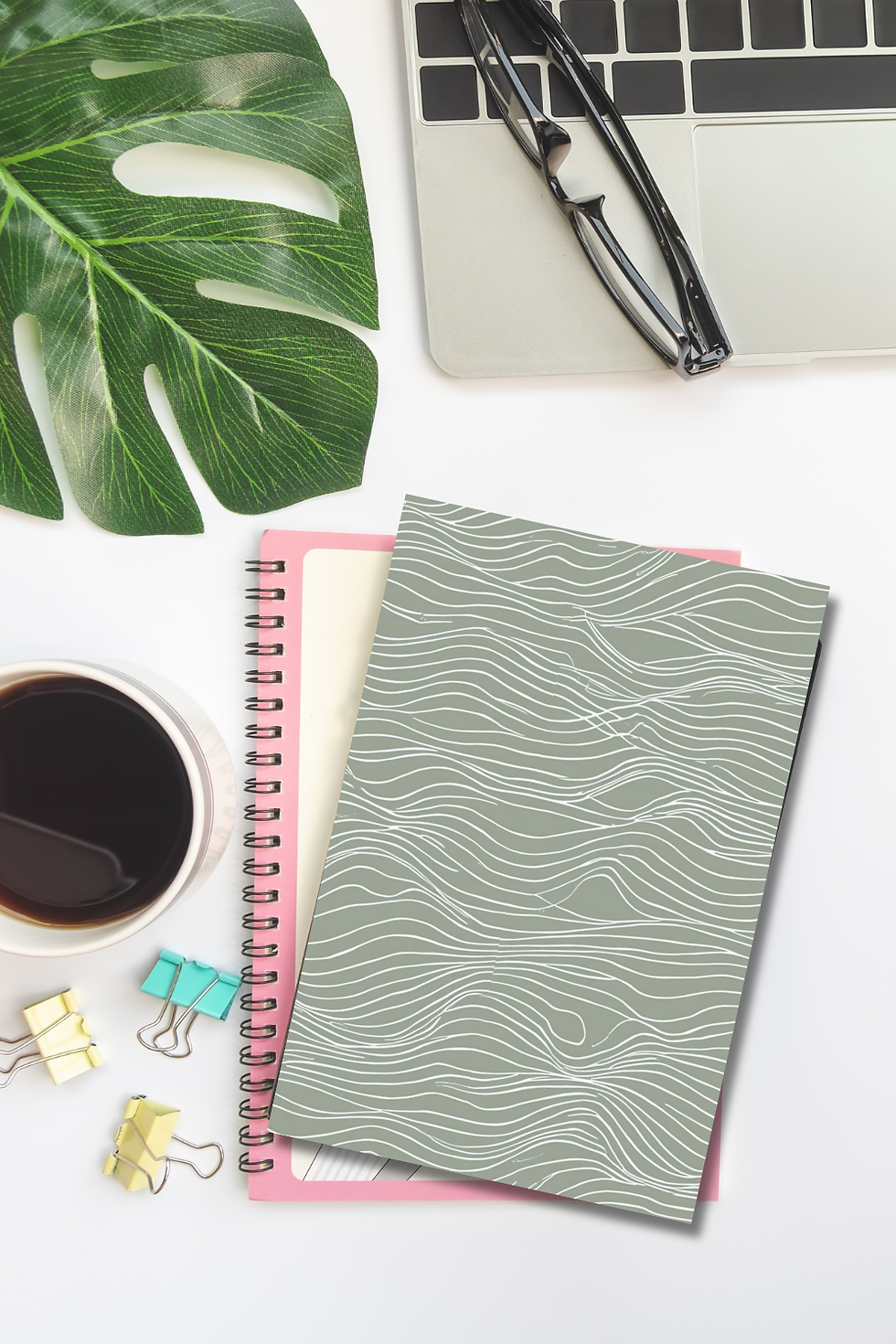 Thumbnail: Green Waves Bullet Journal | Dot Grid Notebook