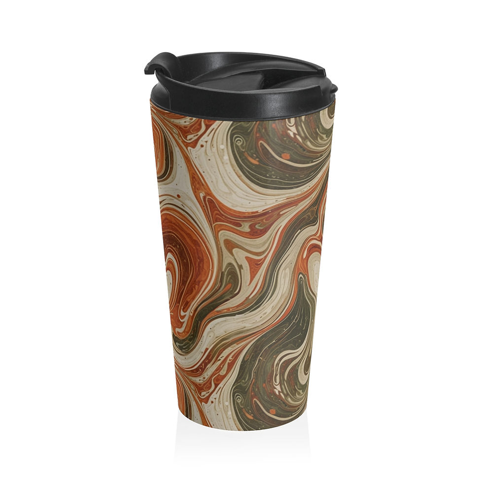 Thumbnail: Earth Tone Marble Swirl Stainless Steel Travel Mug | Boho Abstract Pour Art
