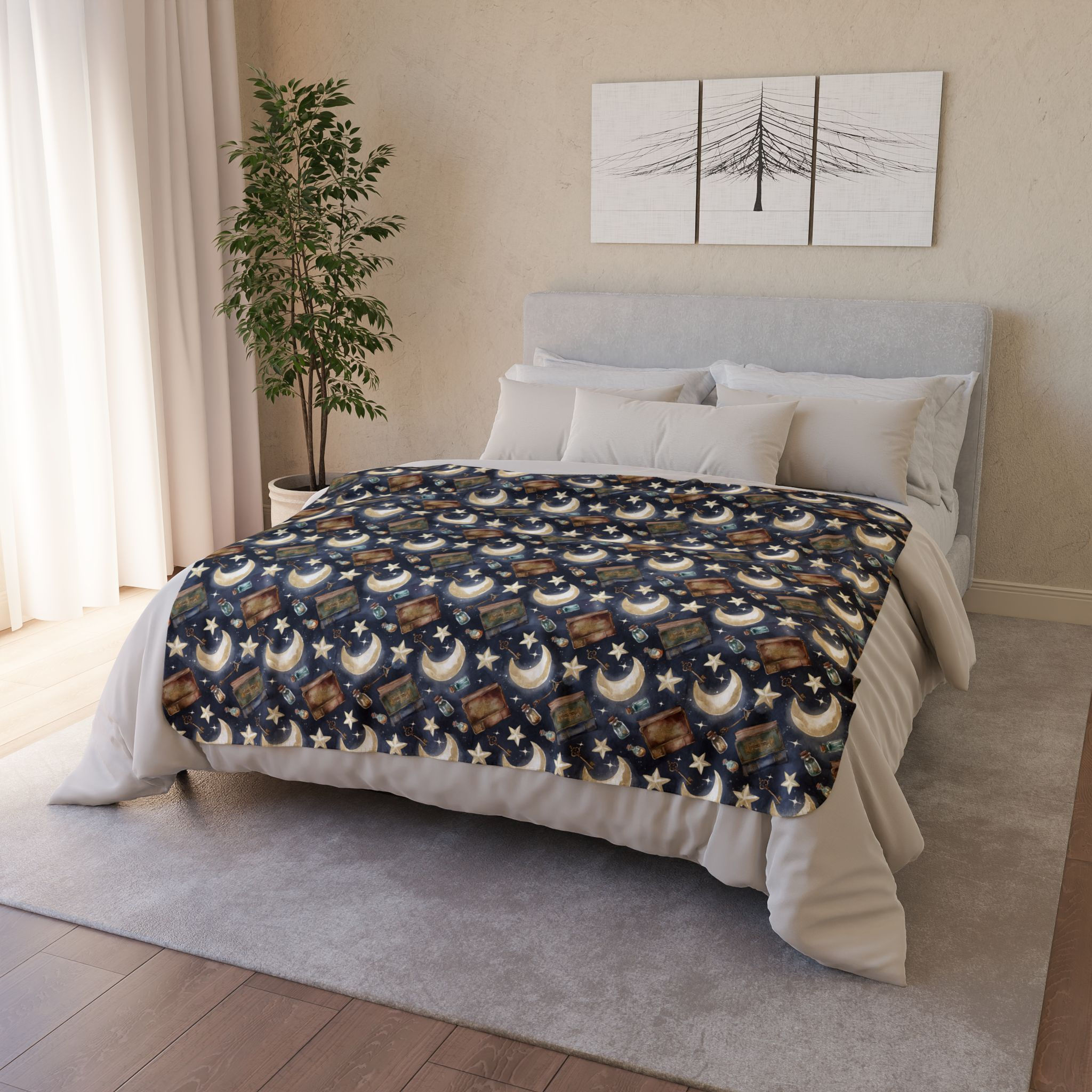 Sherpa Blanket - Celestial Moon & Stars Cozy Fleece Throw
