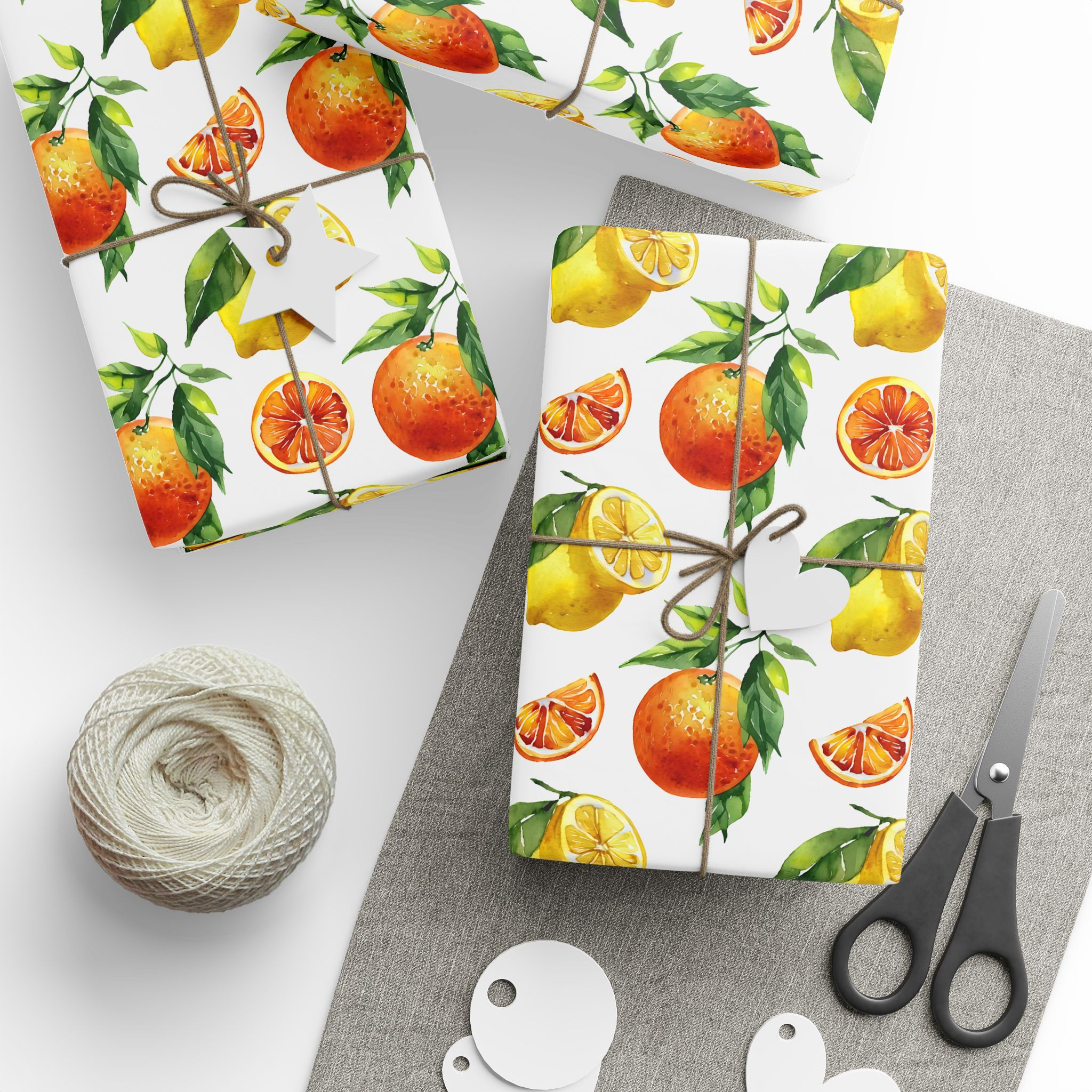Citrus Fruit Wrapping Paper – Lemon & Orange Watercolor Gift Wrap
