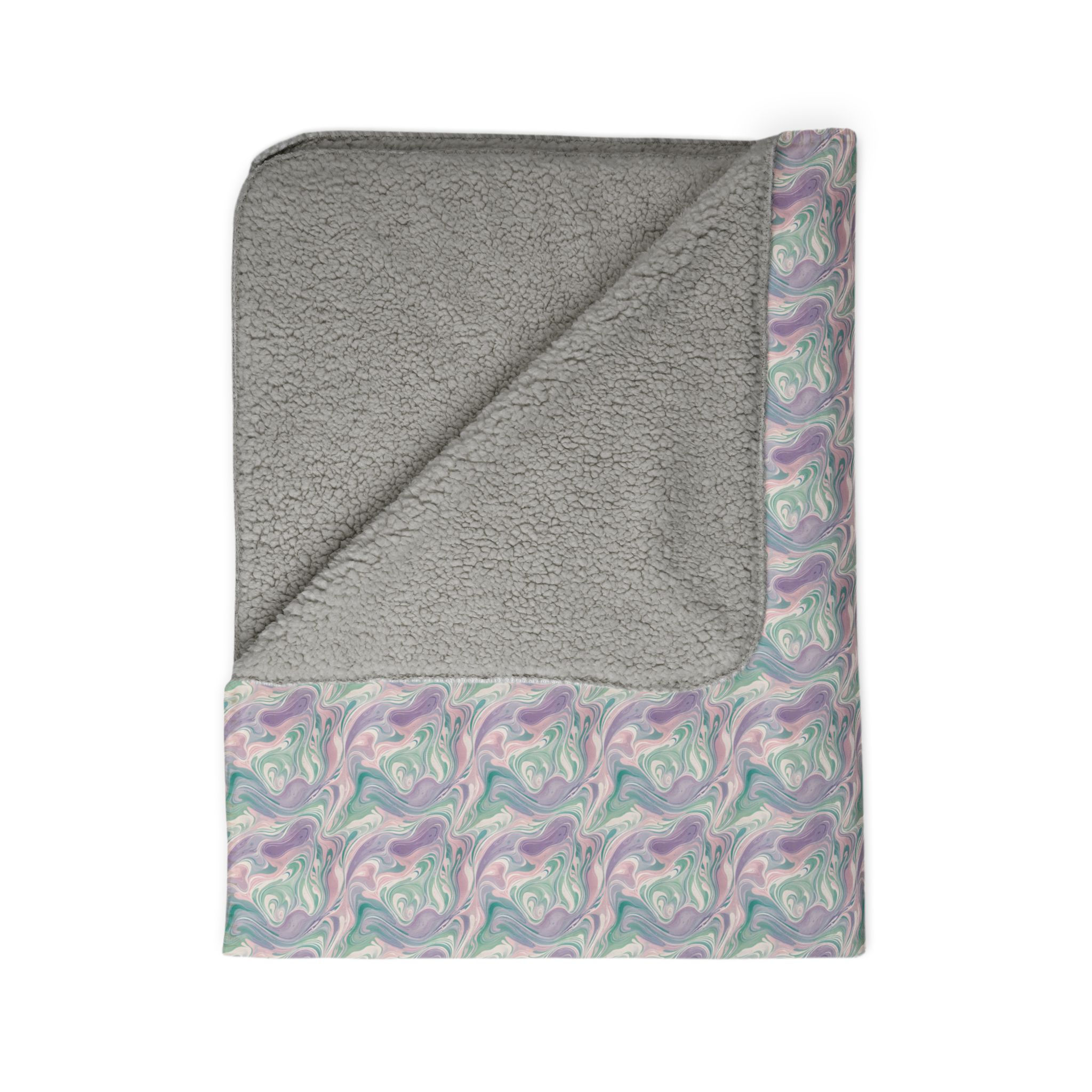 Pastel Swirl Pattern Fleece Sherpa Blanket | Unicorn Colors, Cozy Throw