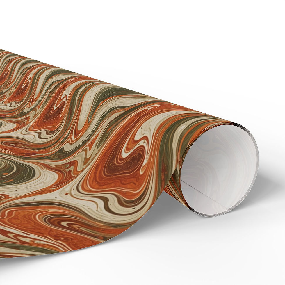 Thumbnail: Autumn Marble Swirl Wrapping Paper | Fall Swirls, Orange Green Beige