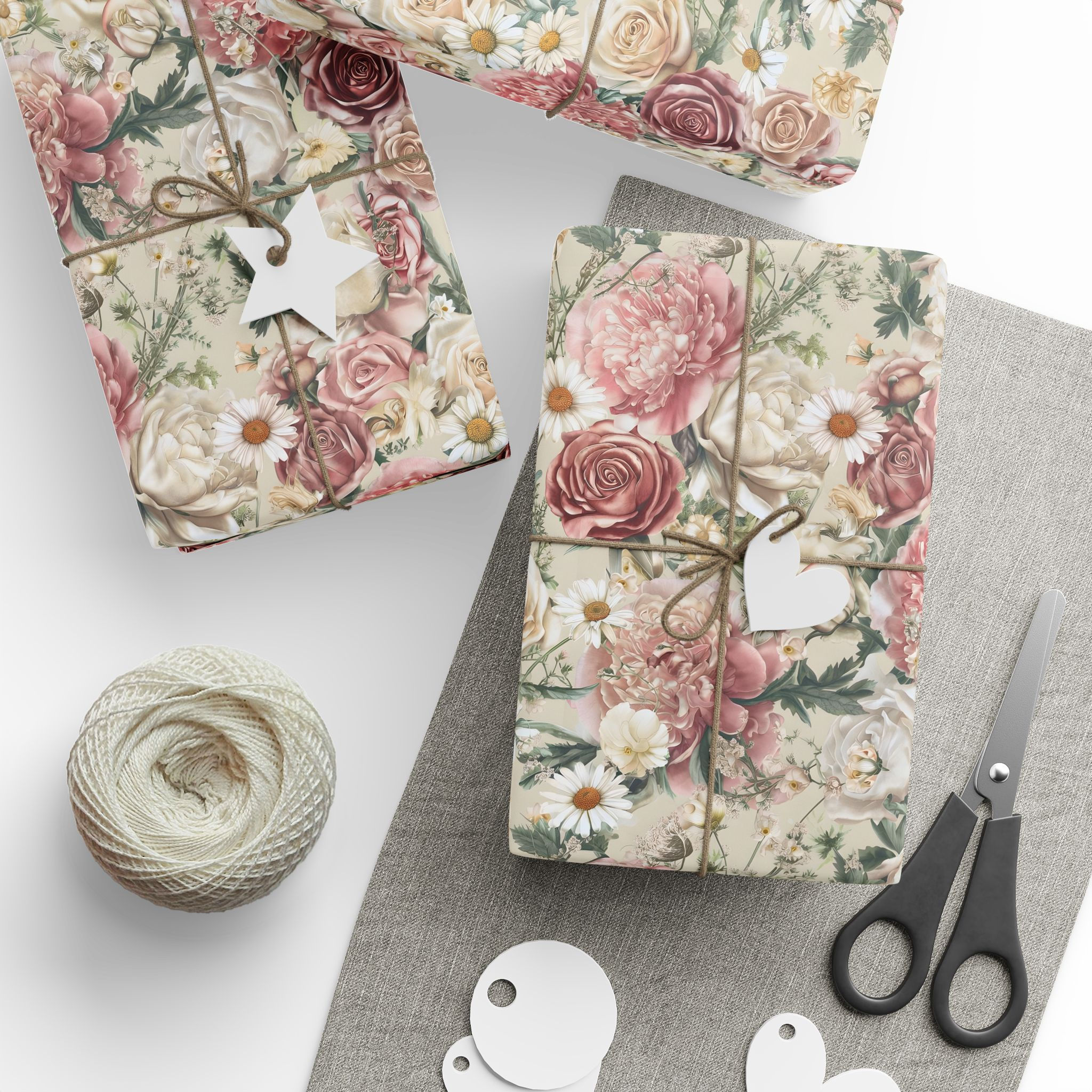Vintage Floral Wrapping Paper – Romantic Rose & Daisy Gift Wrap