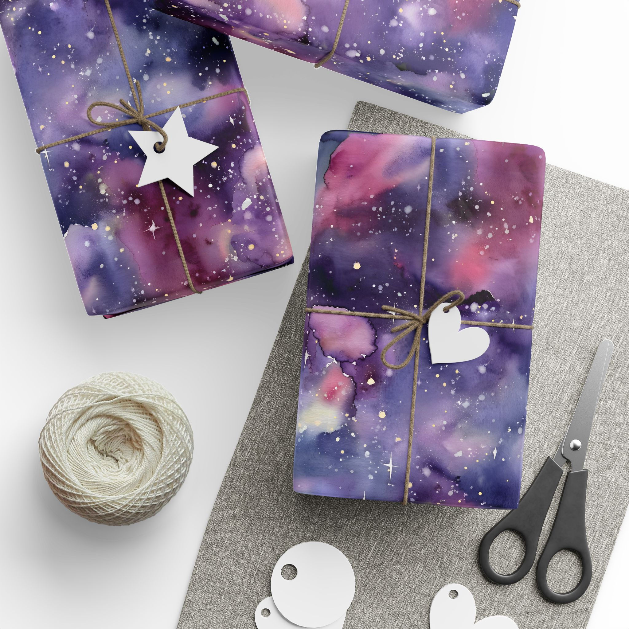 Galaxy Watercolor Wrapping Paper — Purple Nebula Gift Wrap