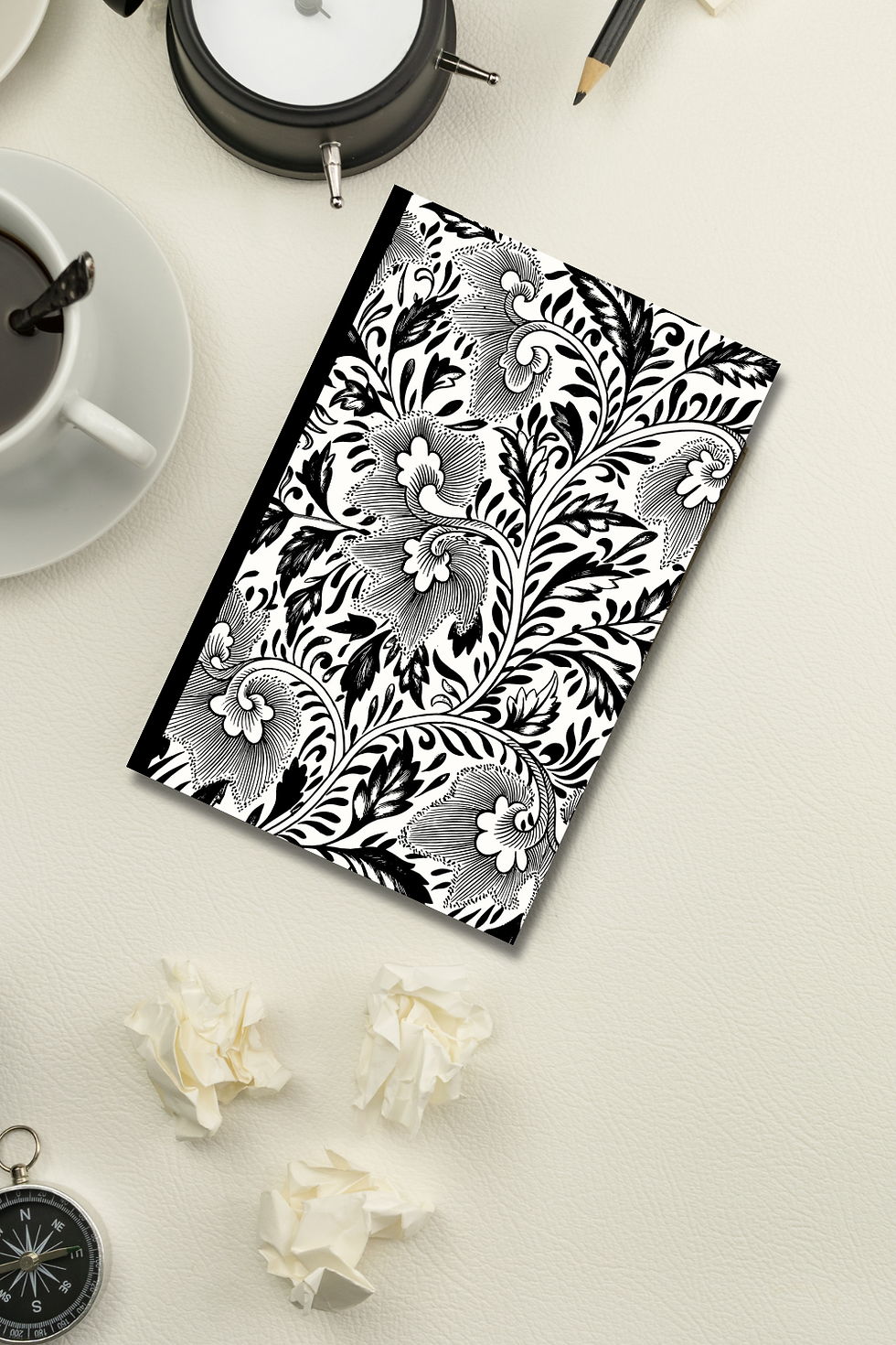 Thumbnail: Black White Floral Bullet Journal | Dot Grid Notebook