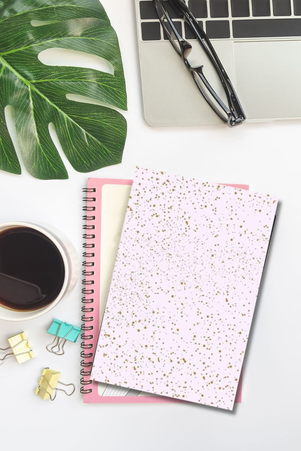 Thumbnail: Pink Gold Splatter Hardcover Bullet Journal | Dot Grid Notebook