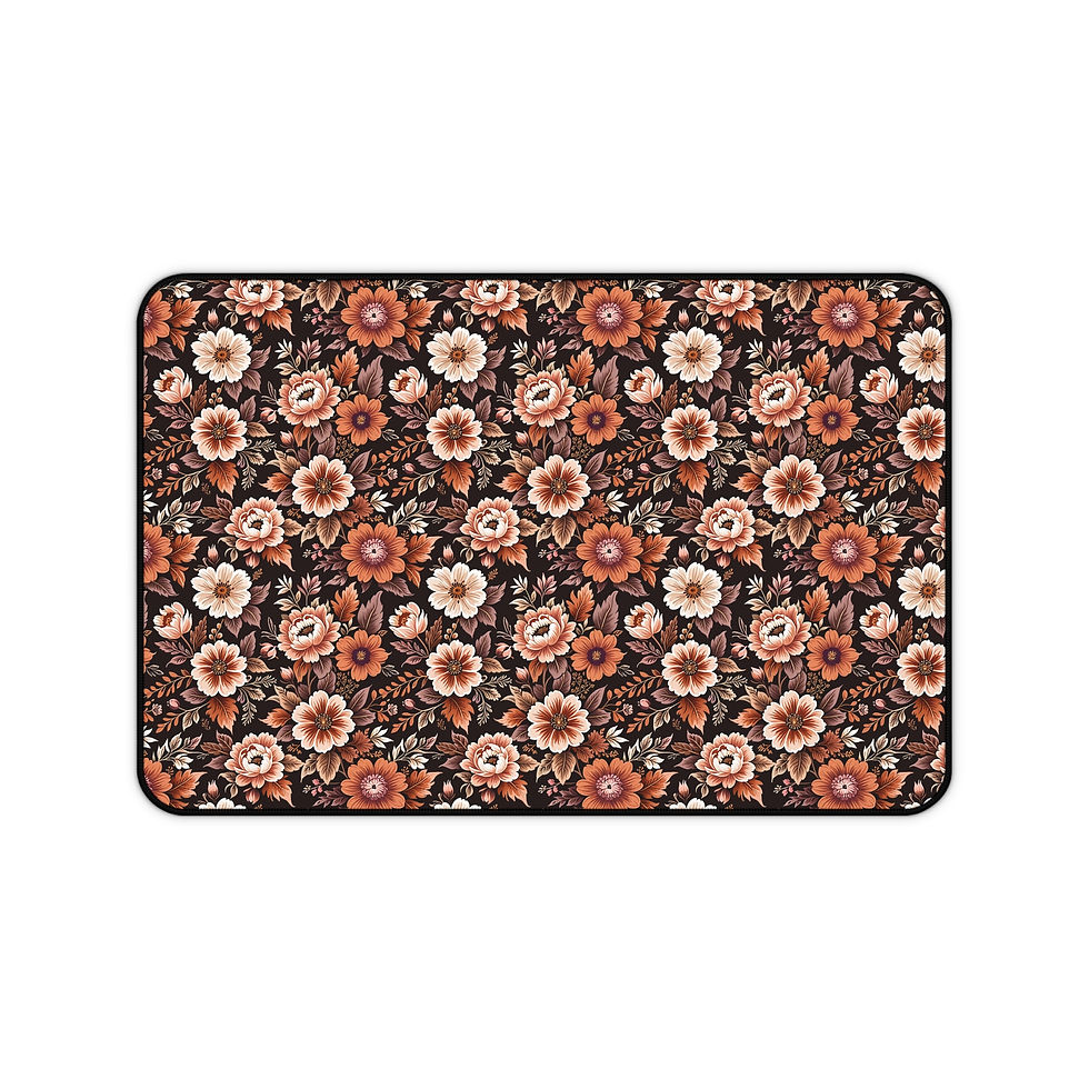 Thumbnail: Vintage Brown Floral Desk Mat | Botanical Flower Pattern