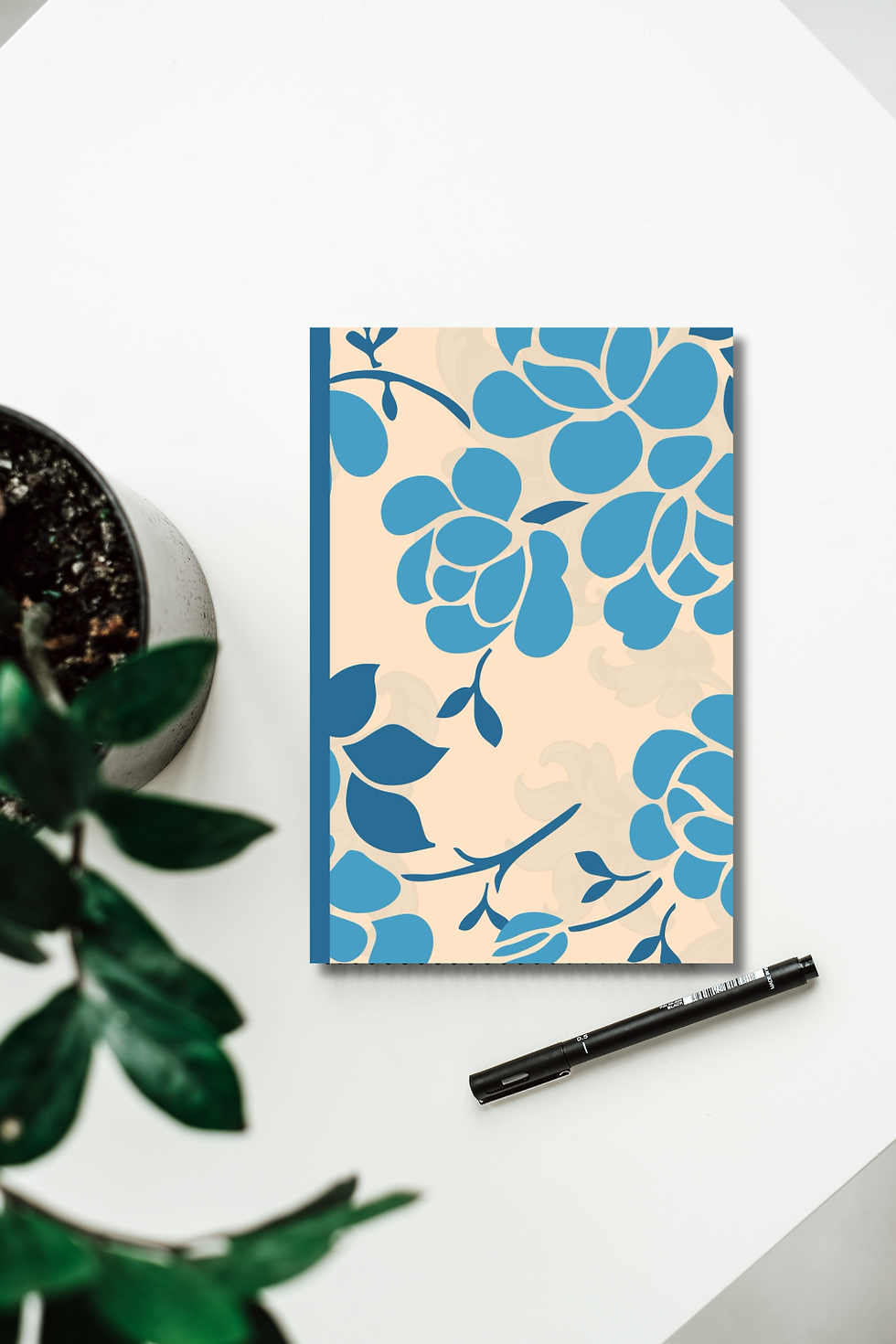 Thumbnail: Blue Floral Bullet Journal | Dot Grid Notebook