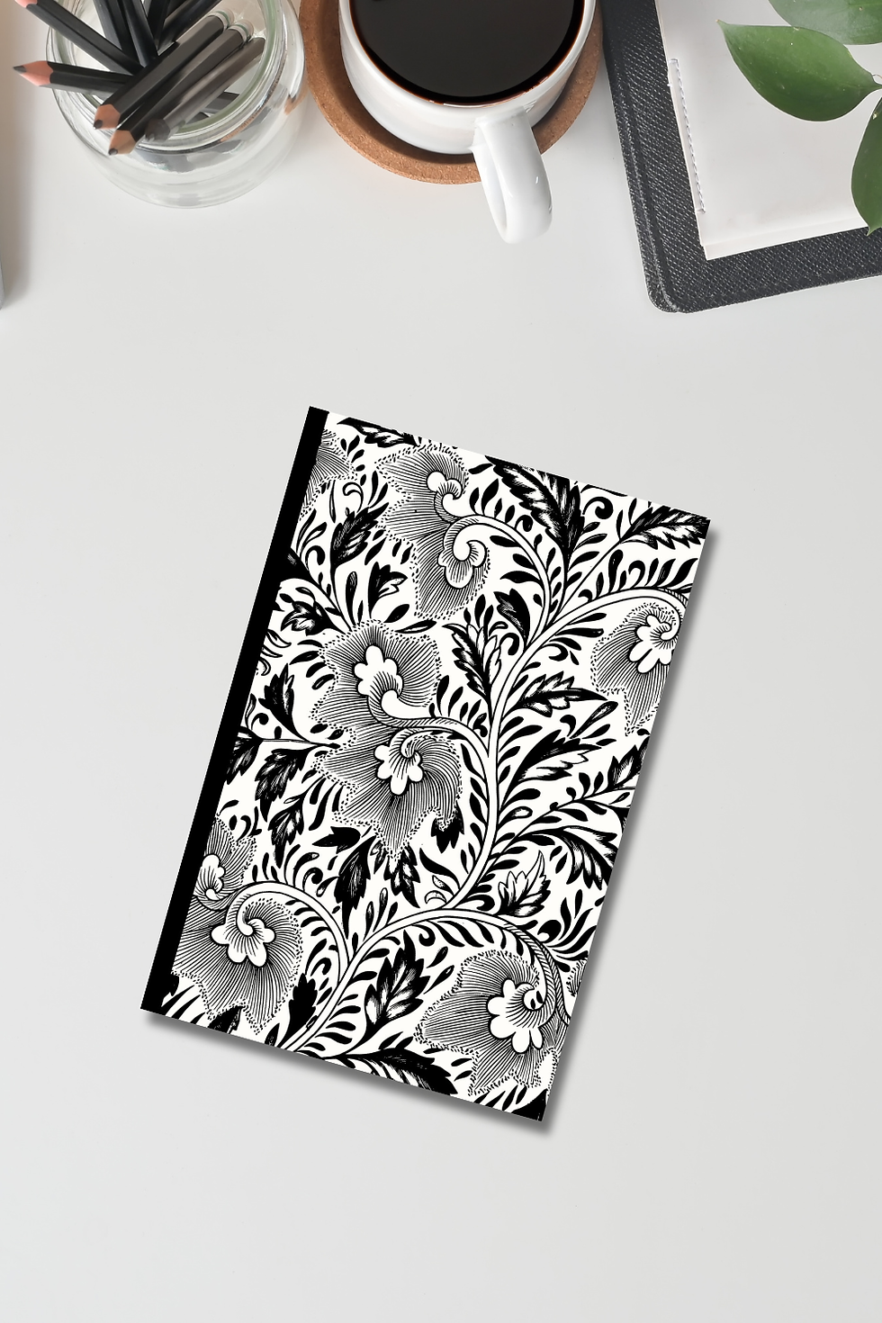 Thumbnail: Black White Floral Bullet Journal | Dot Grid Notebook