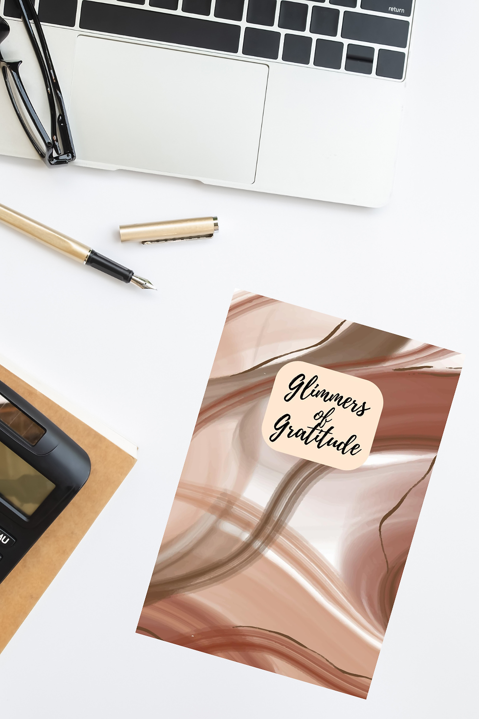 Thumbnail: Brown Tan Swirls Gratitude Journal | Daily Thankfulness Journal