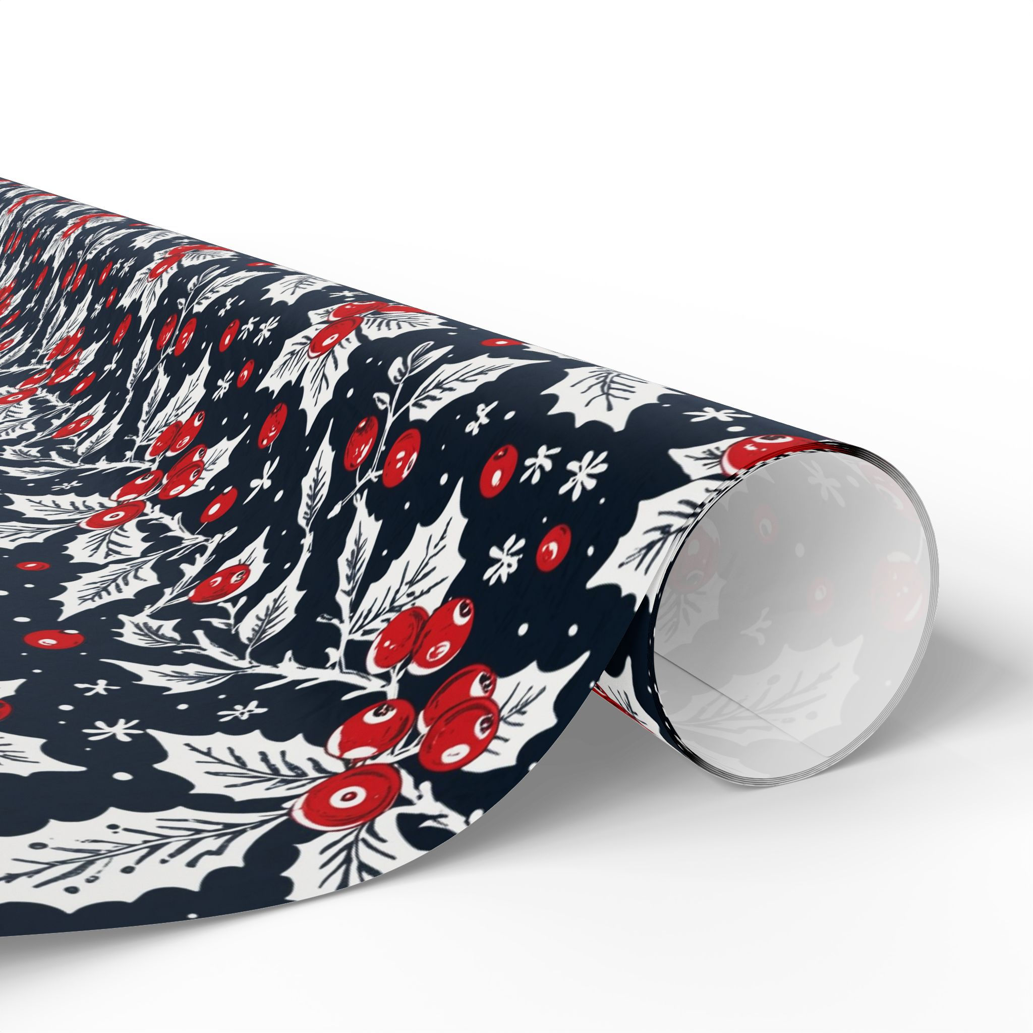 Holly Berry Pattern Wrapping Paper | Christmas Holiday Gift Wrap