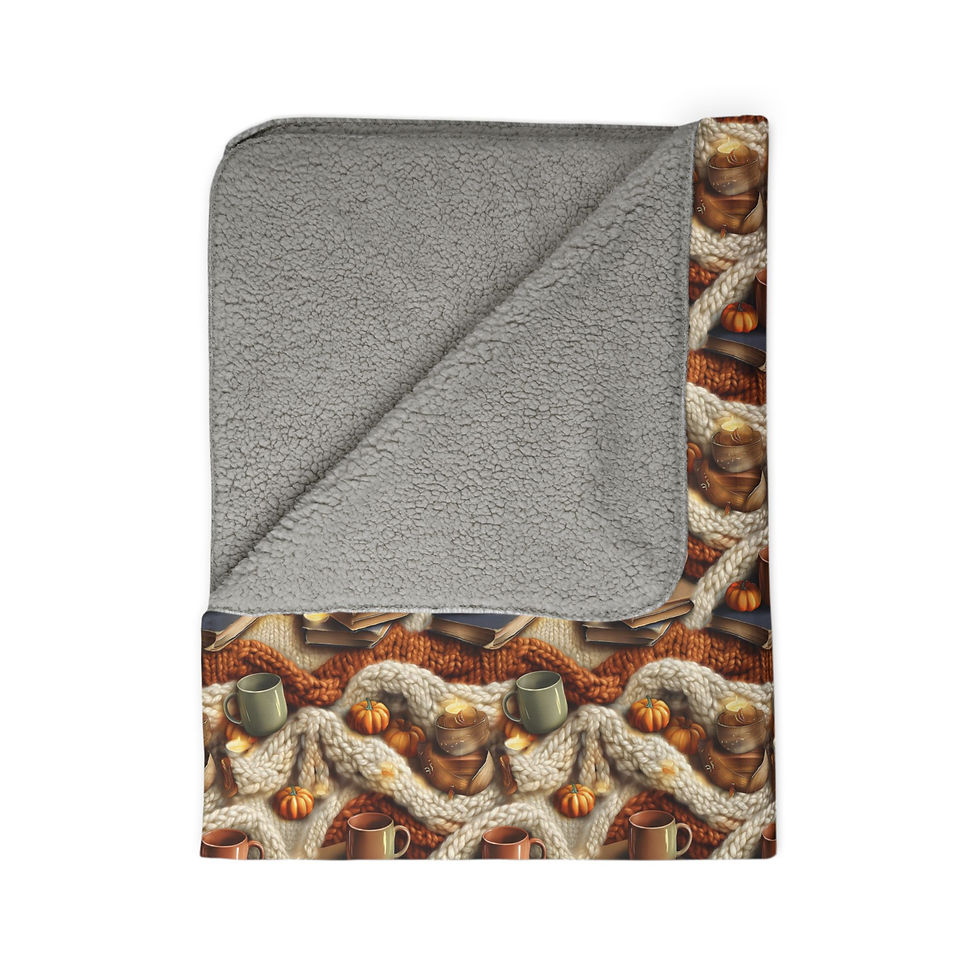 Thumbnail: Sherpa Blanket with Cozy Autumn Cable Knit Pattern