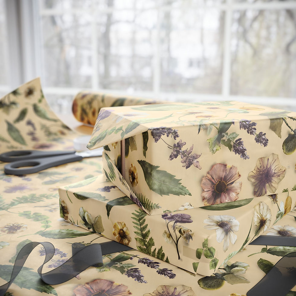 Thumbnail: Floral Vintage Wrapping Paper — Botanical Wildflower Gift Wrap Roll