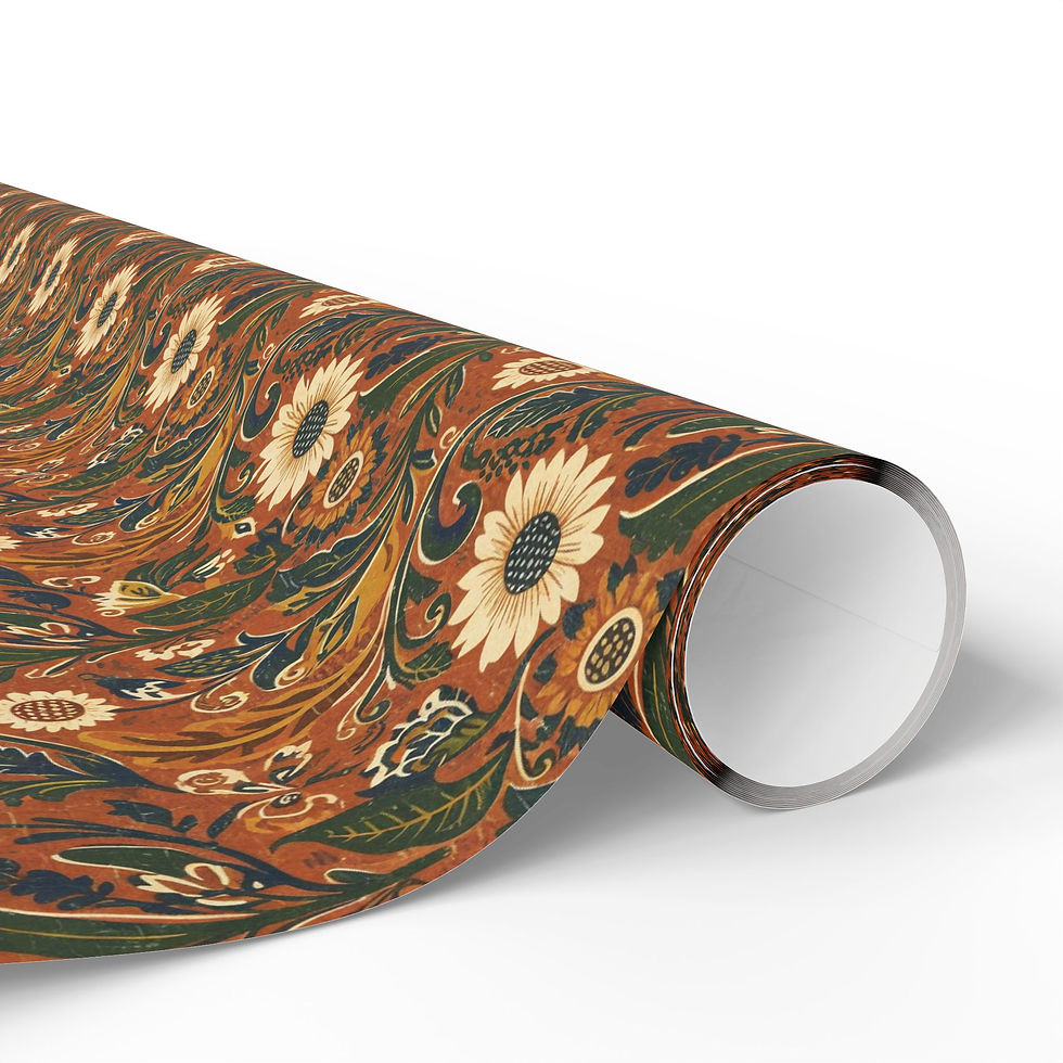 Thumbnail: Sunflower Paisley Wrapping Paper | Autumn Floral Gift Wrap Roll