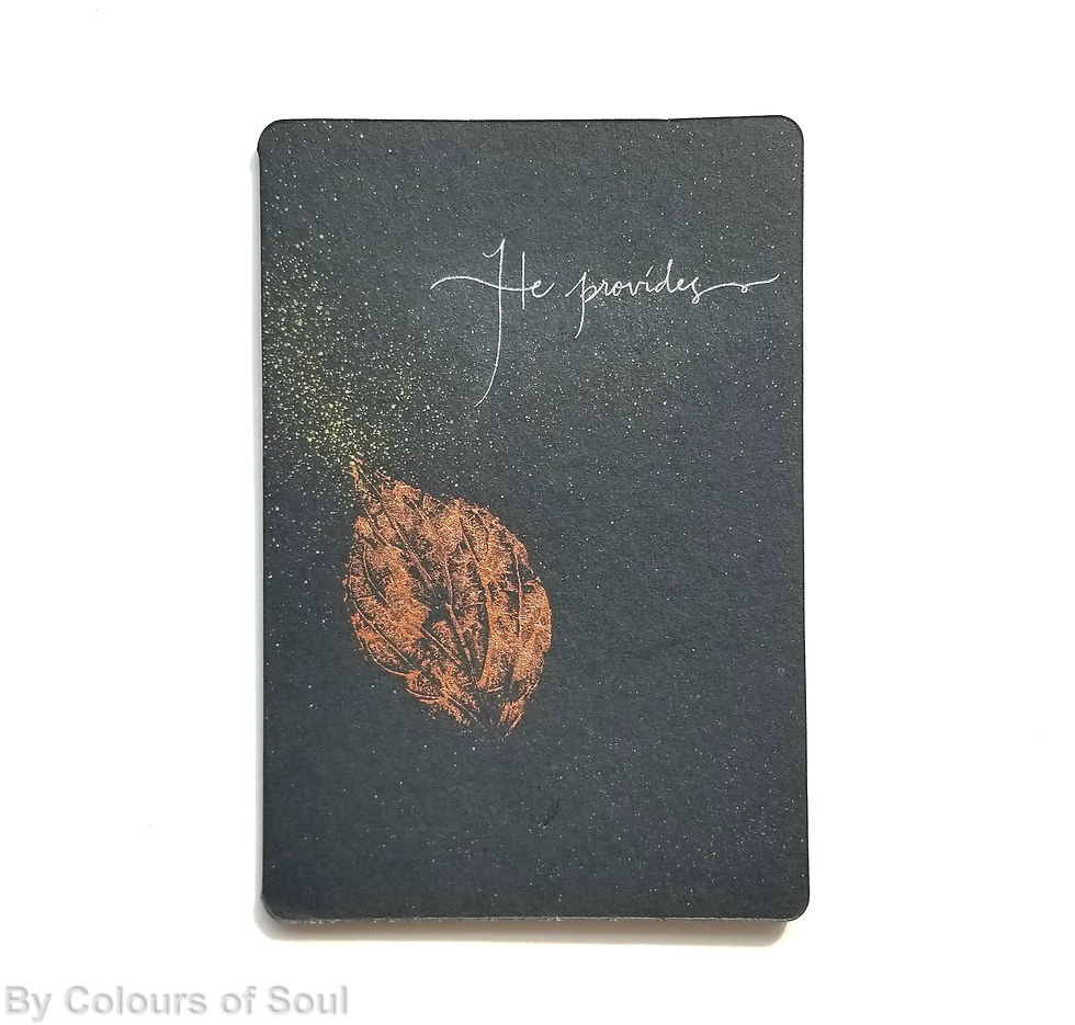 縮圖：EV0018 He Provides - bronze leaf print on black