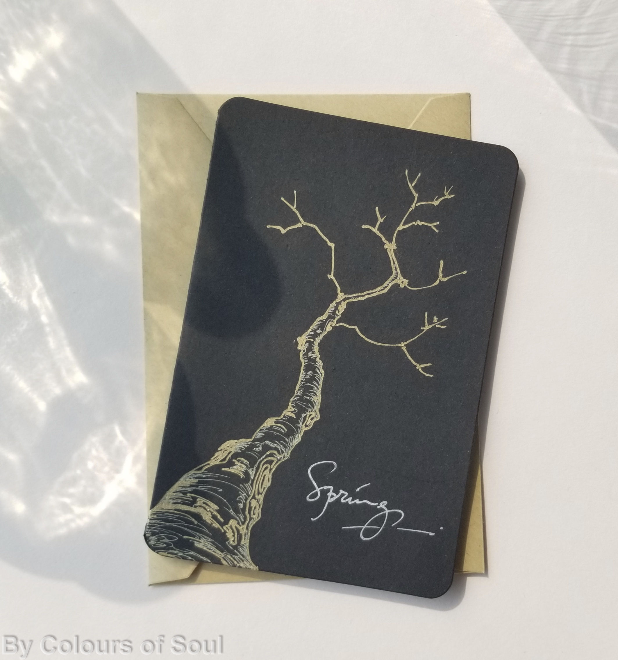 EV0026 Spring - golden bare tree on black