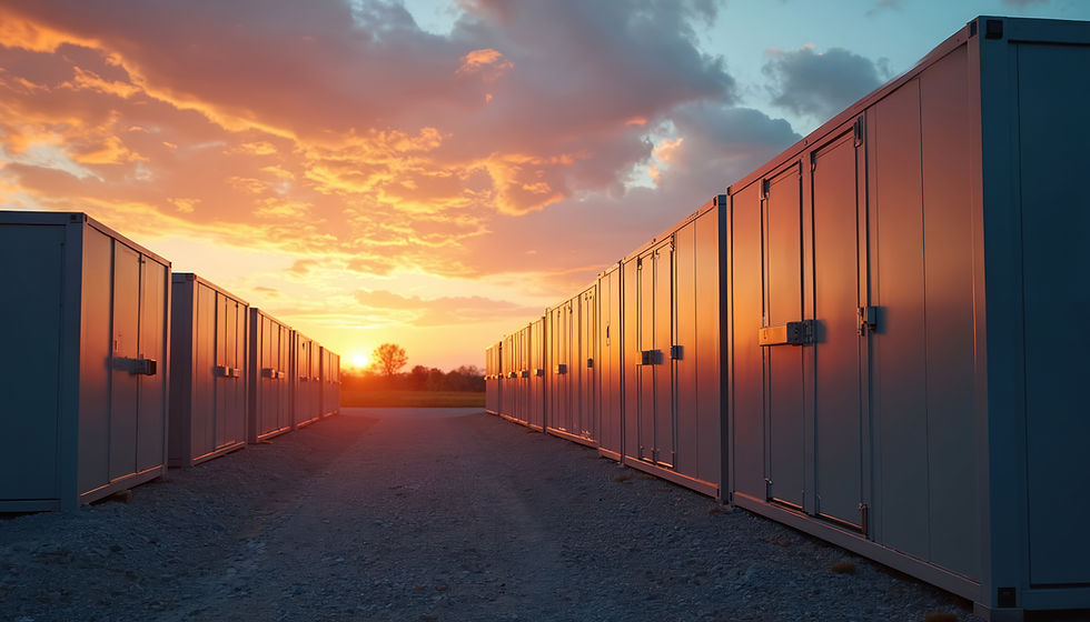 Battery Storage Systems while sunset