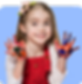 Happy toddler girl with paint on hands