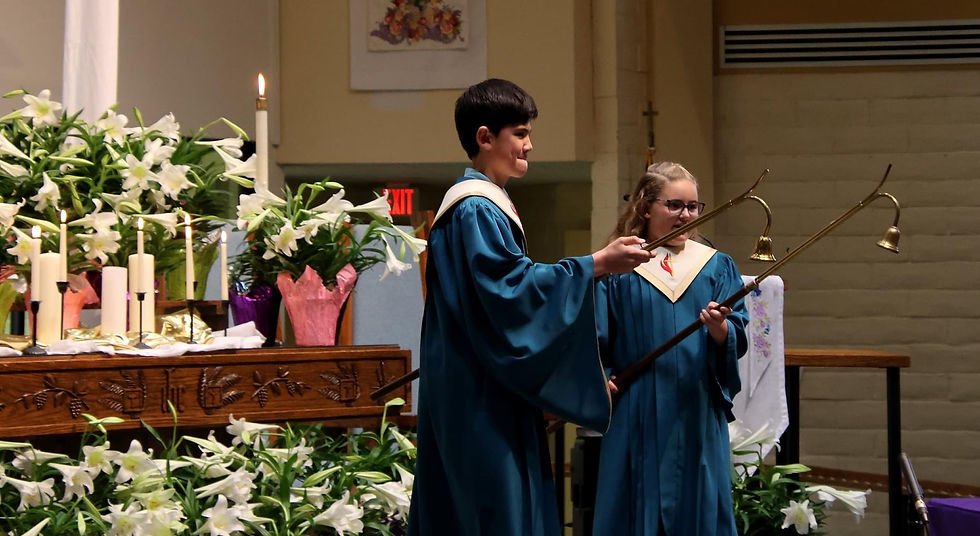 Youth assisting with Easter service at SVUMC