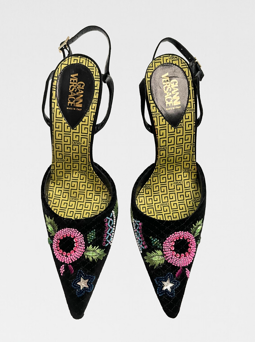 Thumbnail: VINTAGE GIANNI VERSACE VELVET SLINGBACKS WITH EMBROIDERY (37)