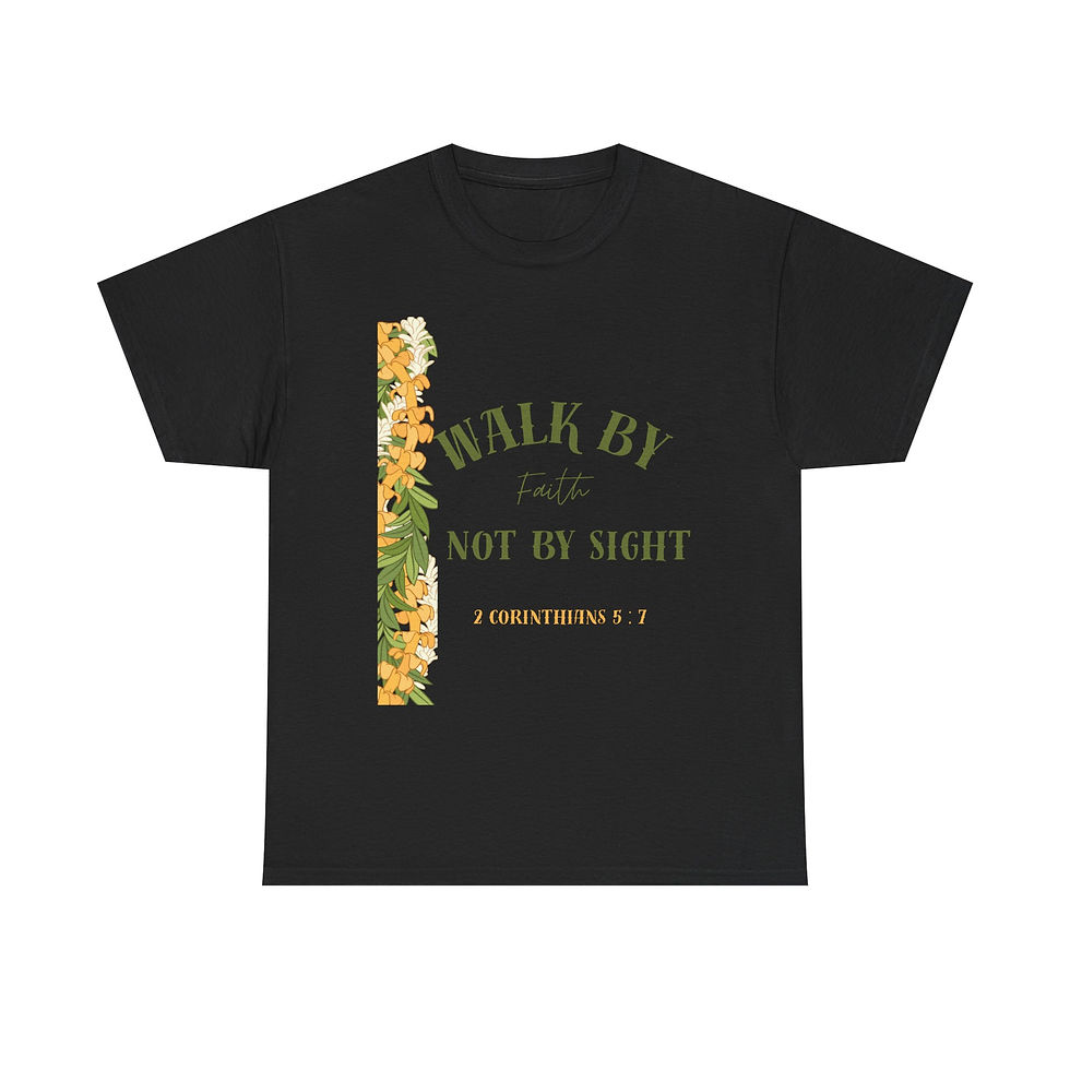 Thumbnail: Walk by Faith Tee | Floral Scripture 2 Corinthians 5:7