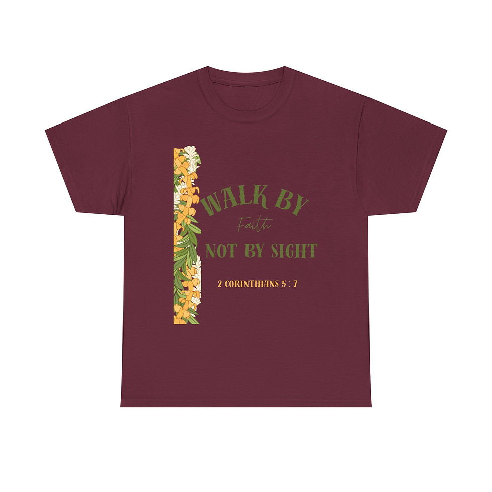 Thumbnail: Walk by Faith Tee | Floral Scripture 2 Corinthians 5:7